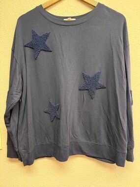 Workshop Republic Clothing Navy Blue Star Applique Sweatshirt
